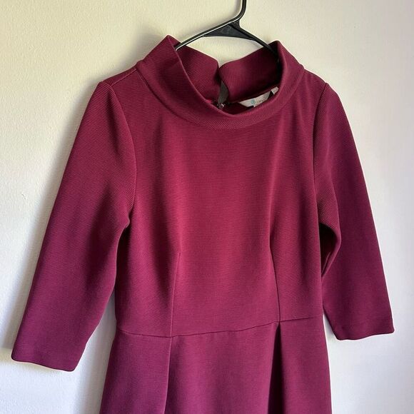 Boden Violet Ottoman Dress Ruby Ring Midi Length Fit & Flare Stand Collar sz 10 - Picture 3 of 8